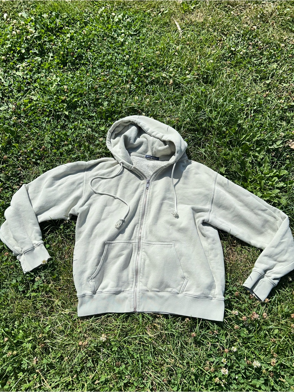 Brandy Melville Sage Green Oversize Zip Up Hoodie Fleece Medium/Large (One Size)